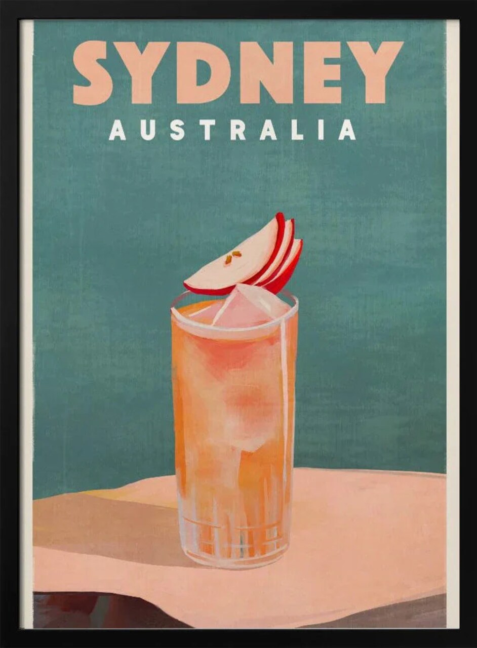 Framed Art Print - Sydney Australia Cocktail Bar Decor The Whiskey Ginger 24x36 for Home or Office